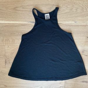 FREE PEOPLE Women's Black Ribbed Swing Tank Top T-Shirt